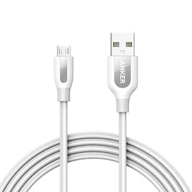 USB კაბელი Anker A8143021 USB 2.0 to Micro USB, 1.8m Cable White